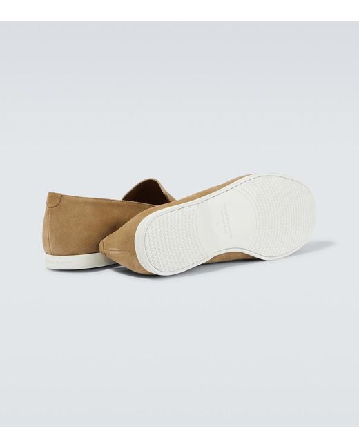 Manolo Blahnik White Monaco Suede Loafers for men