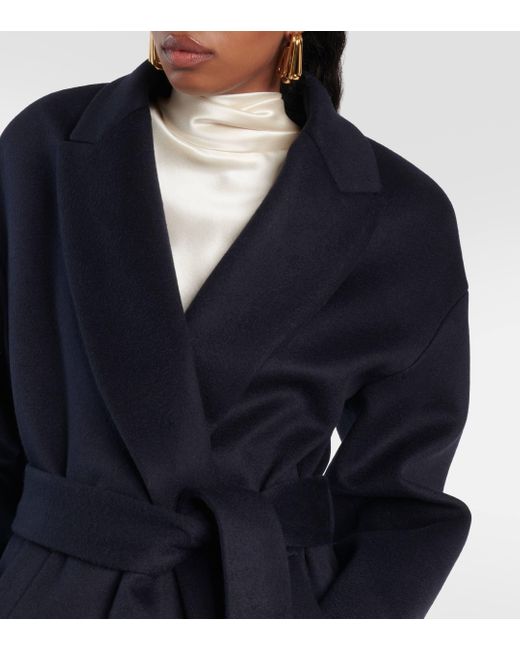 Manteau en laine et cachemire Saint Laurent en coloris Blue