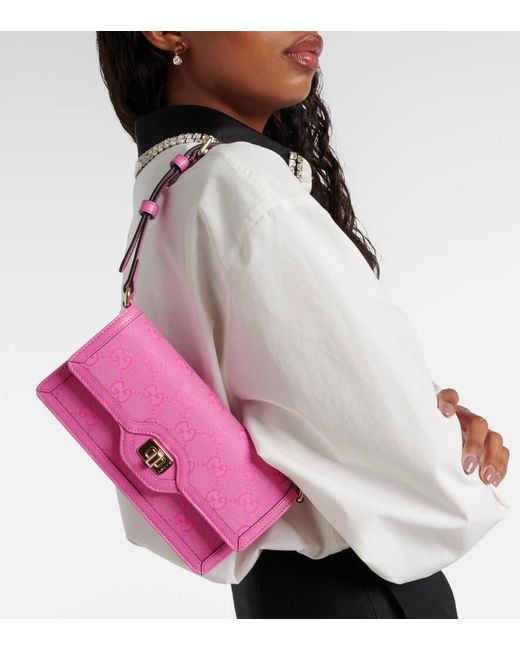 Borsa a spalla Luce Mini in canvas GG di Gucci in Pink