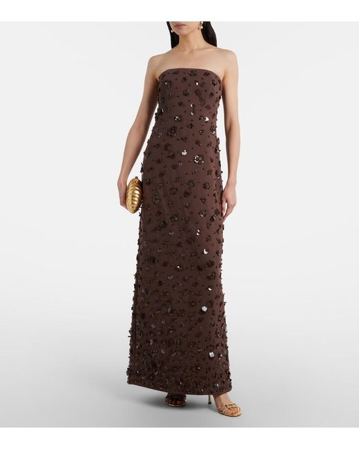 Jonathan Simkhai Brown Serafina Embellished Bustier Gown