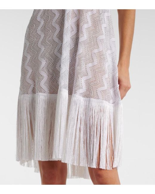 Missoni White Zigzag Fringed Lame Beach Dress