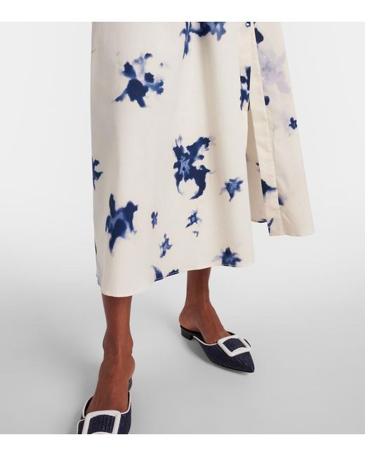 Altuzarra Blue Lydia Floral Cotton-Blend Midi Dress