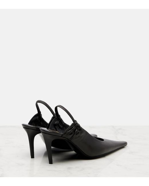 Saint Laurent Black Anne-Marie 75 Leather Slingback Pumps