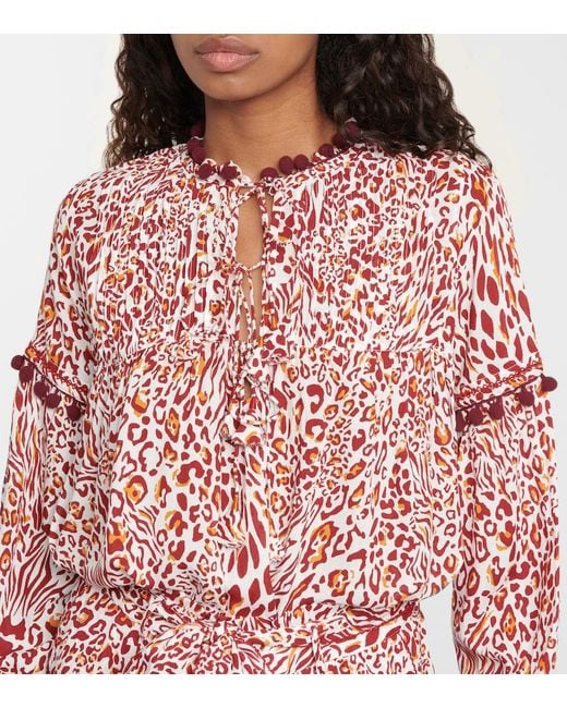 Poupette Red Clara Leopard-print Blouse