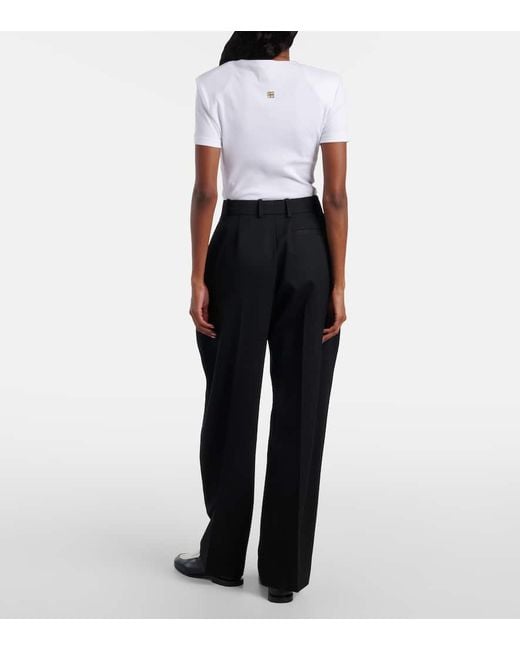 Givenchy Blue Cocoon Wool Grain De Poudre Barrel-Leg Pants