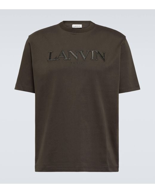Lanvin Green Logo Cotton Jersey T-shirt for men