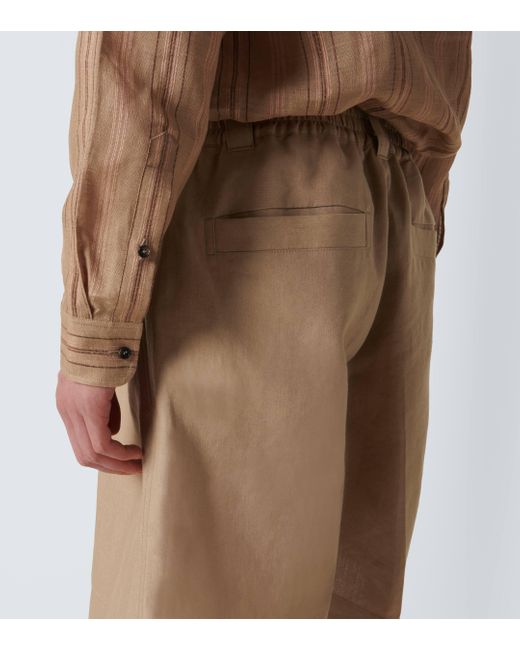 Loro Piana Brown Shinano Linen Polo Shirt for men