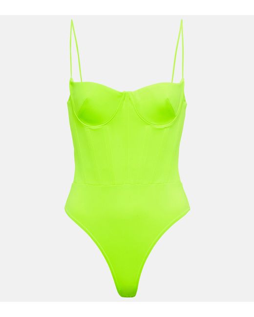 green corset bodysuit