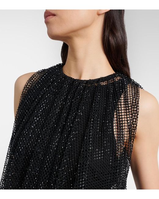 Sportmax Black Embellished Mesh And Jersey Top