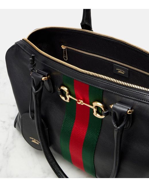 Gucci Black Borsetto Large Leather Bowling Bag