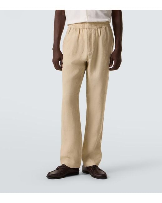 Sunspel Natural Linen Straight Pants for men