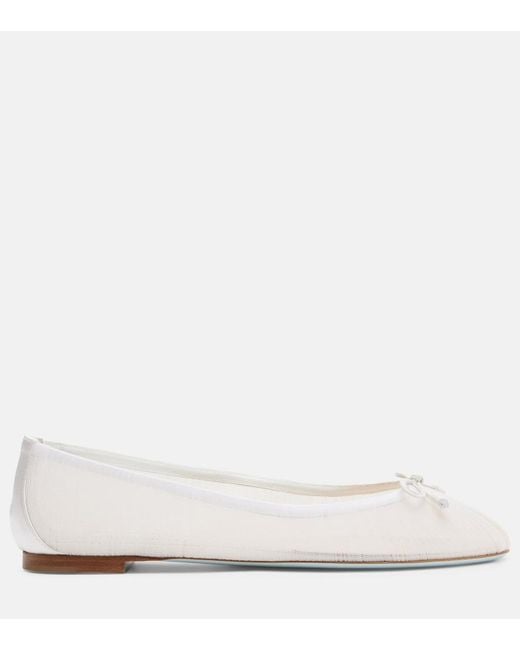 Aquazzura White Voile Leather-Trimmed Tulle Ballet Flats