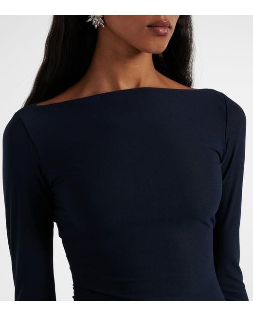 Alex Perry Blue Semi-Sheer Gathered Gown