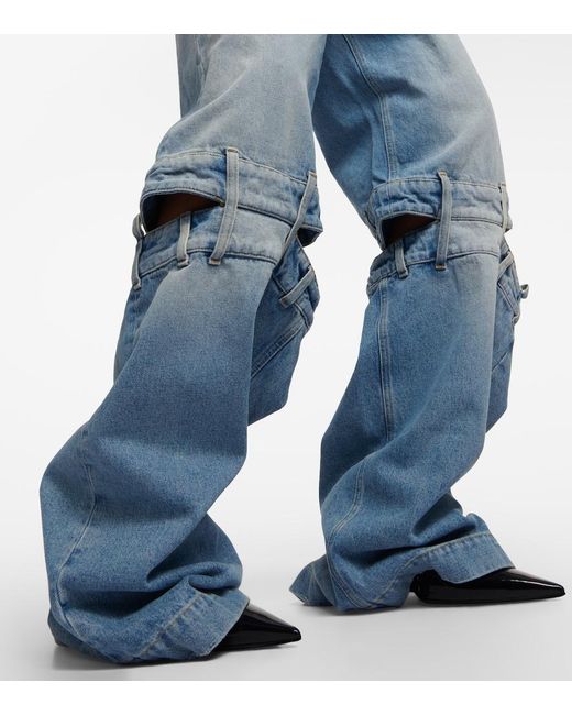 The Attico Blue Low-Rise Wide-Leg Jeans