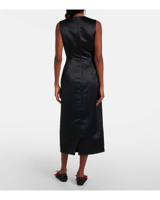 Simone Rocha Black Bow-Detail Satin Midi Dress