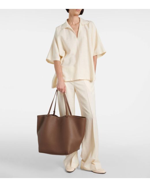 The Row Brown Park Xl Leather Tote Bag