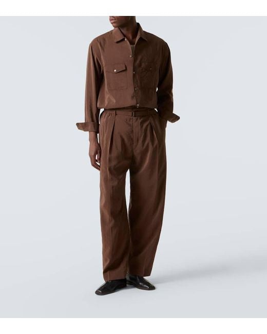 Lemaire Weite Hose Aus Einem Seidengemisch in Brown für Herren