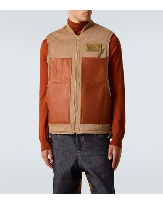 Junya Watanabe Weste Aus Baumwolle Und Wolle Mit Leder in Brown für Herren
