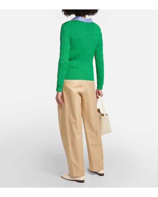 Polo Ralph Lauren Green Cable-knit Cotton Sweater