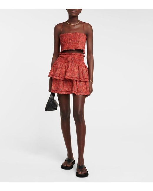 Sir Red Allegra Floral Ramie Miniskirt