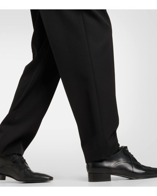 The Row Black Corby High-rise Wool Twill Straight Pants