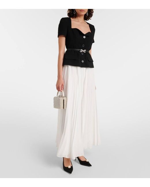 Self-Portrait Women's White Belted Pleated Chiffon Maxi Dress