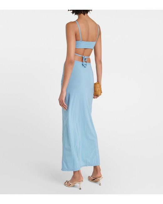 Christopher Esber Blue Bandeau Cutout Maxi Dress