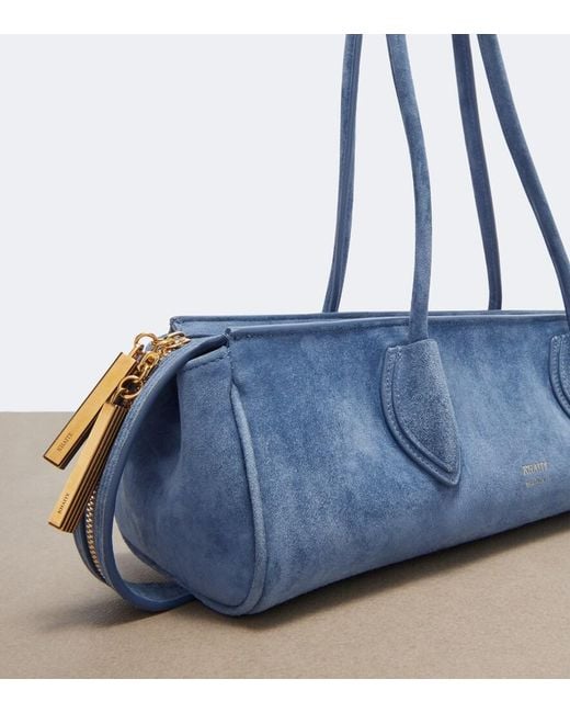 Khaite Blue Donna Medium Suede Shoulder Bag