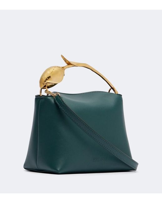 Erdem Green Bloom Mini Embroidered Leather Top-Handle Bag