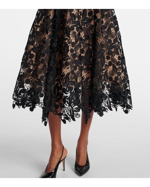 Oscar de la Renta Black Lace Guipure Cocktail Dress