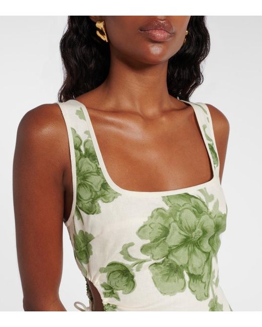 Sir Green Gardella Cutout Floral Linen Minidress