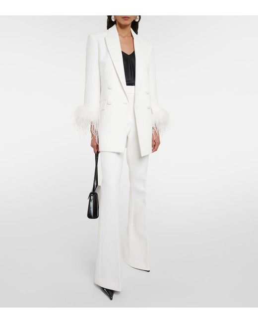 Rebecca Vallance White Bridal Evelyn Mid-Rise Crepe Bootcut Pants