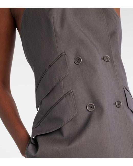 Max Mara Gray Cali Halterneck Virgin Wool Vest