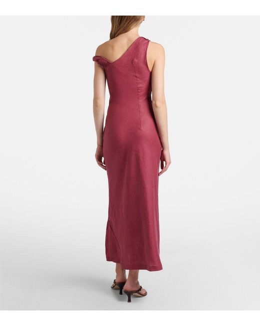 Faithfull The Brand Purple Suis Asymmetric Linen Maxi Dress