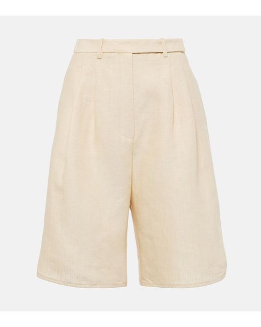 Loro Piana Natural Linen Bermuda Shorts