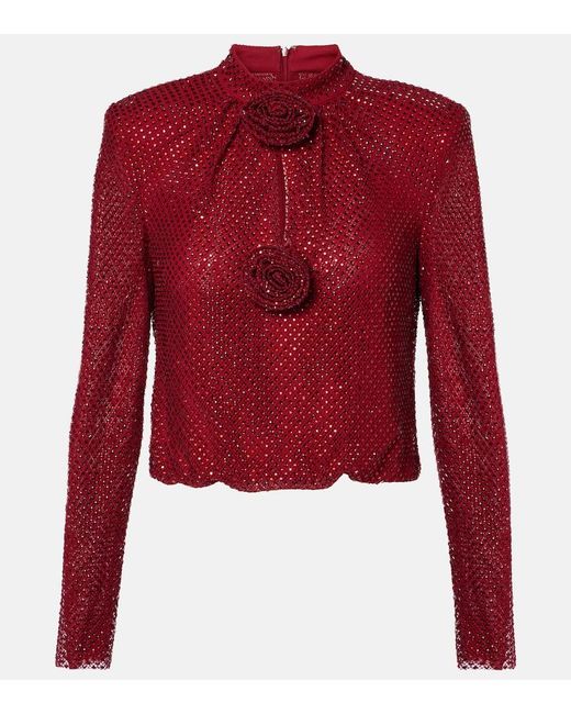 Self-Portrait Red Bluse Mit Kristallen