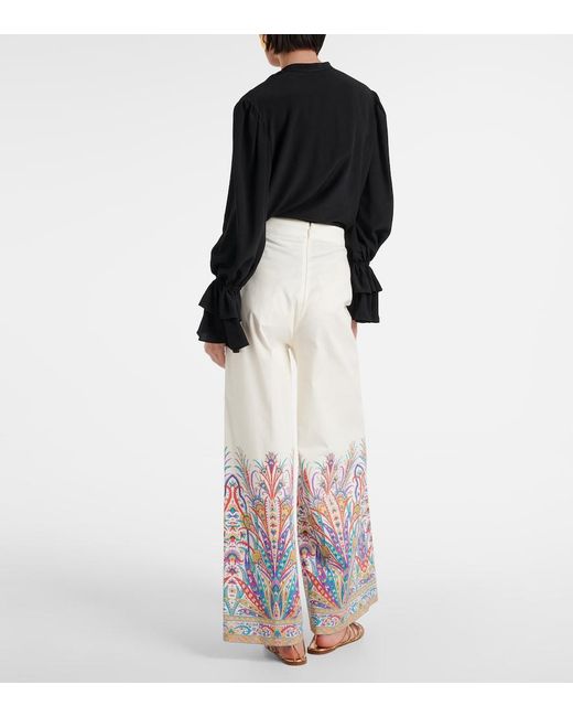 Etro White Botanical-Print Trousers