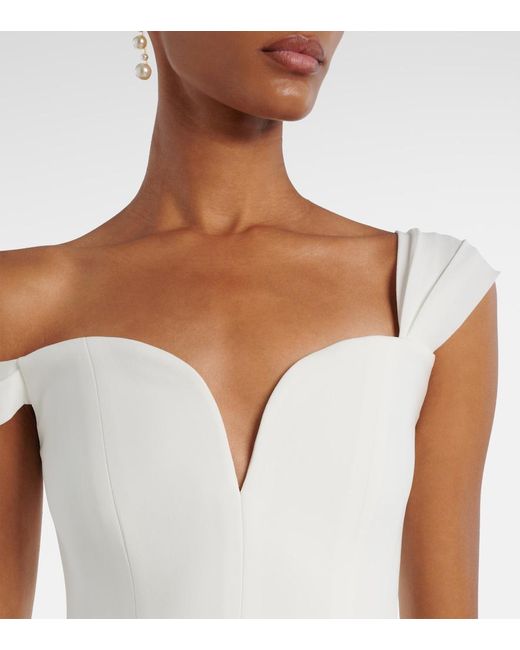Alex Perry White Bridal Off-Shoulder-Robe Aus Crepe