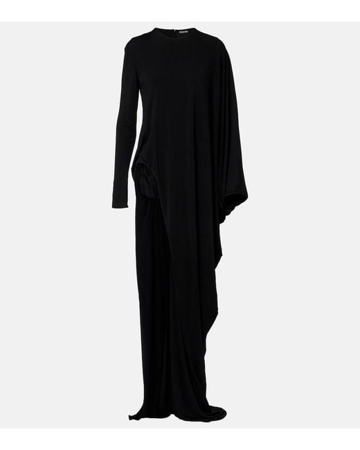 Tom Ford Black Asymmetric Crepe Jersey Maxi Dress