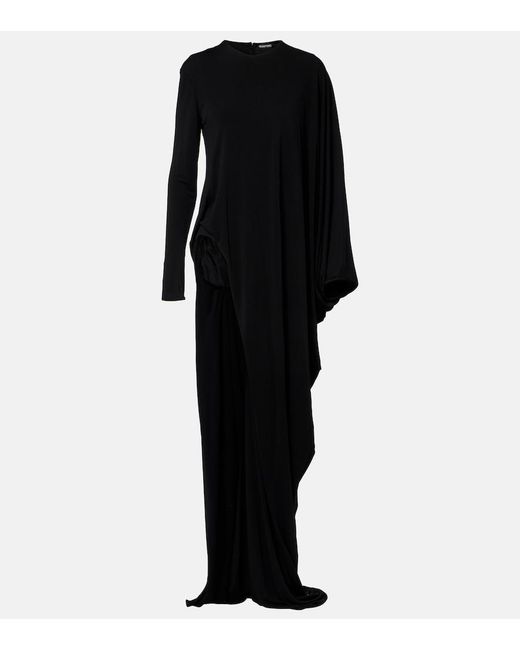 Tom Ford Asymmetric Crepe Jersey Maxi Dress in Black | Lyst