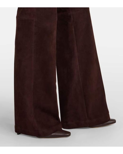 Stouls Purple Lizzy High-Rise Suede Wide-Leg Pants