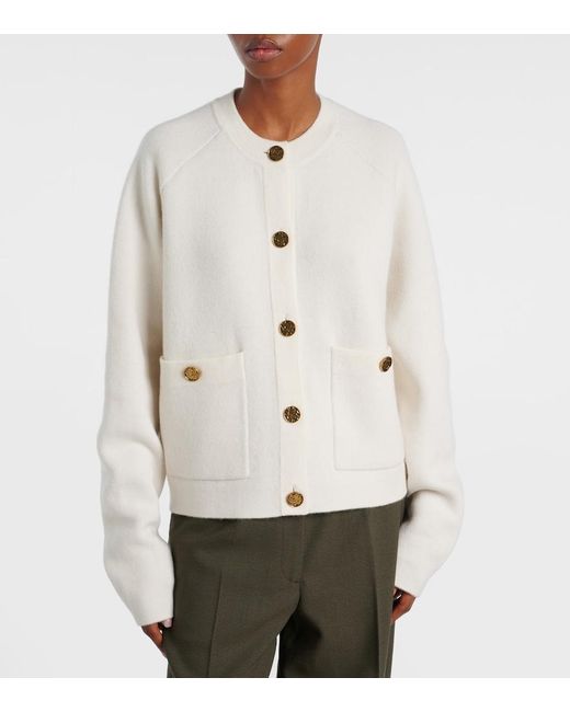 Totême White Wool And Cashmere-Blend Cardigan