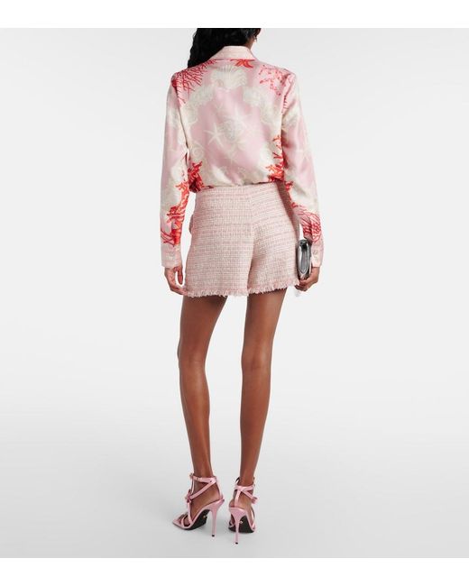 Versace Pink Fringed Tweed Shorts