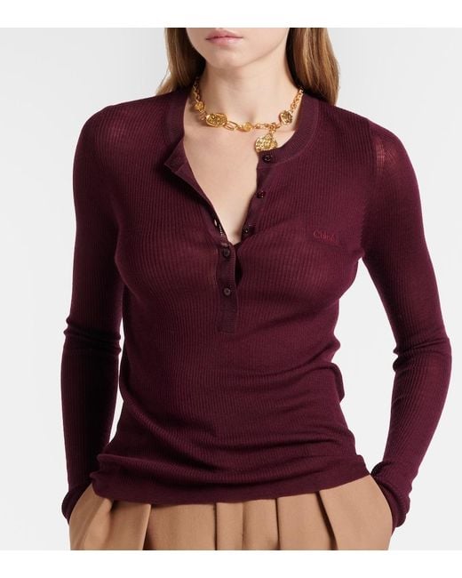 Chloé Purple Wool Henley Shirt