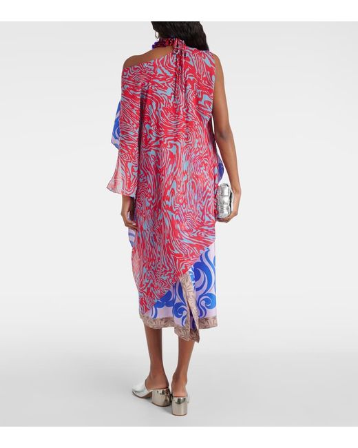 Dries Van Noten Blue Verzierte Bluse Aus Einem Seidengemisch