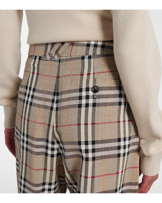 Pantaloni Check A Gamba Larga di Burberry in Natural