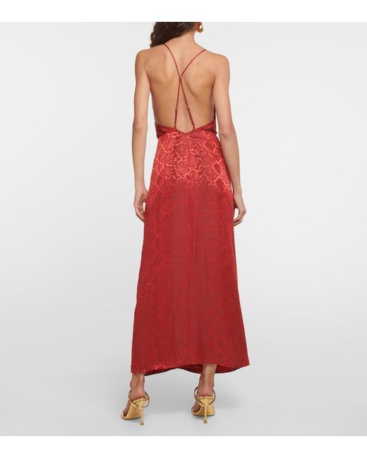 Jonathan Simkhai Red Giana Ruffled Satin-jacquard Gown