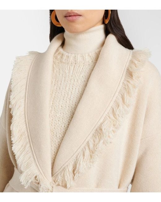 Alanui Natural Finest Fringed Cashmere And Cotton Cardigan