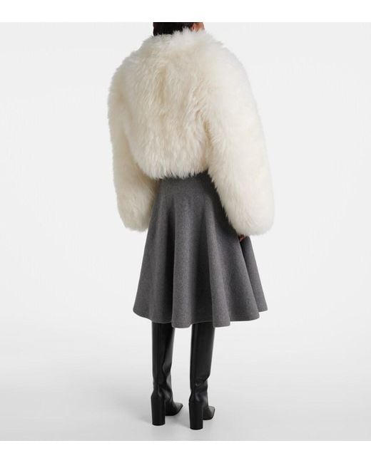 Alaïa White Cropped Shearling Jacket