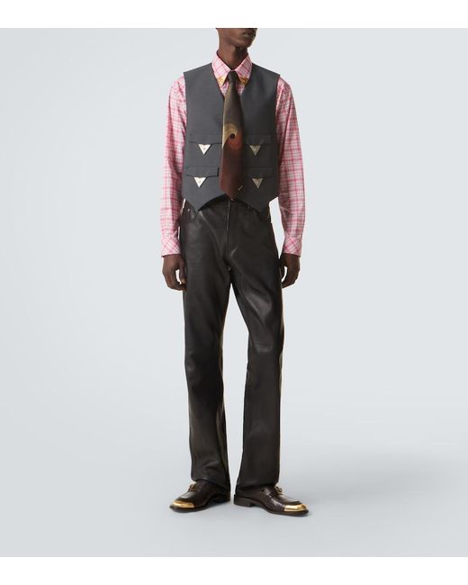 Versace Pink Checked Cotton Poplin Shirt for men